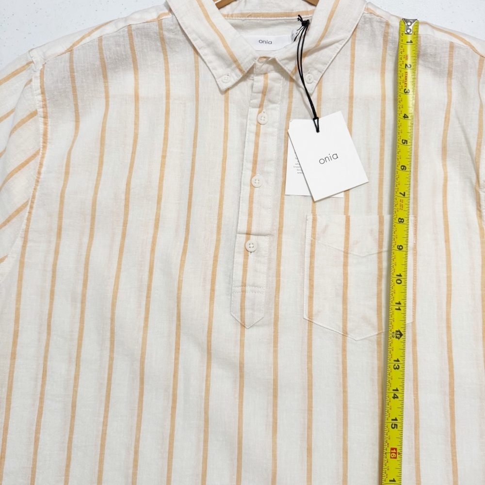 Onia Linen Blend Single Stripe Josh Pull Over Shirt NWT Large - Picture 12 of 15